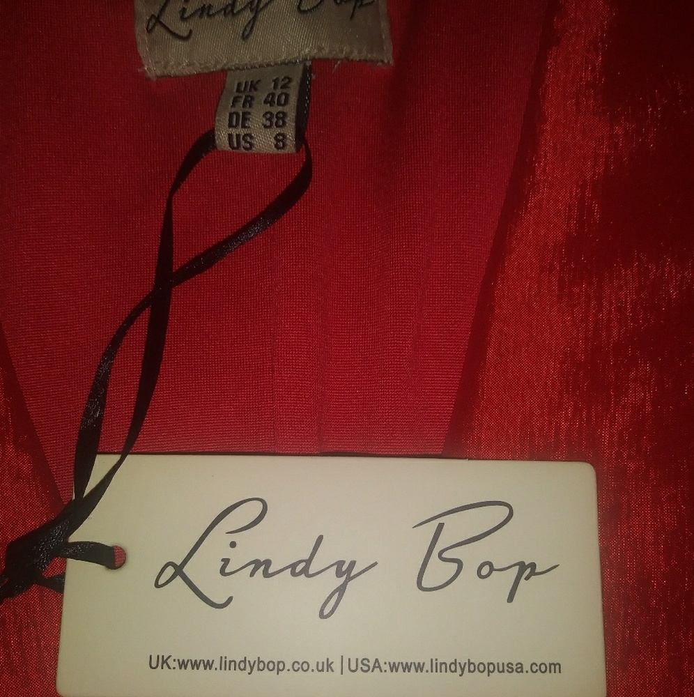 Lindy Bop Red Satin Vanda dress - Picture 7 of 7